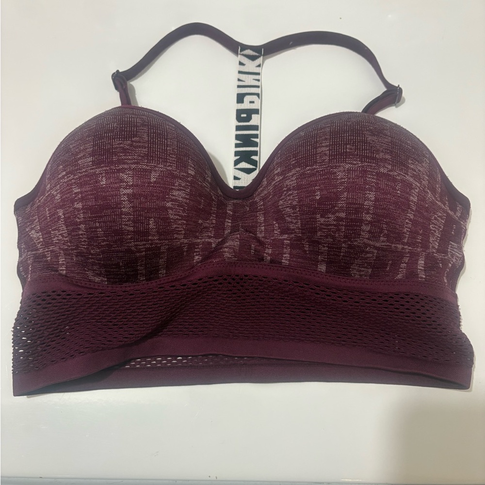 PINK Victoria's Secret Maroon Mesh Bra